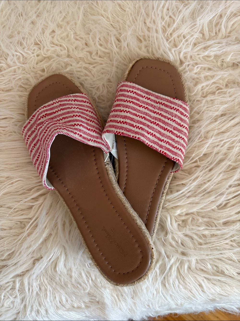 Universal Thread Red Striped Slide Sandals